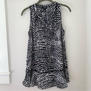 Mossimo Sleeveless Tie Neck Long Tunic Sleeveless Blouse Small